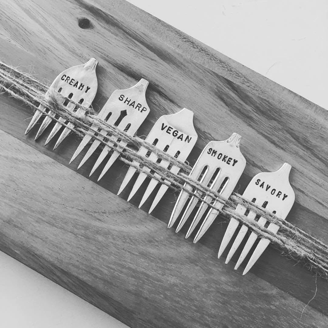 Custom Cheese Labels Set of 4 - Handcrafted Vintage Forks