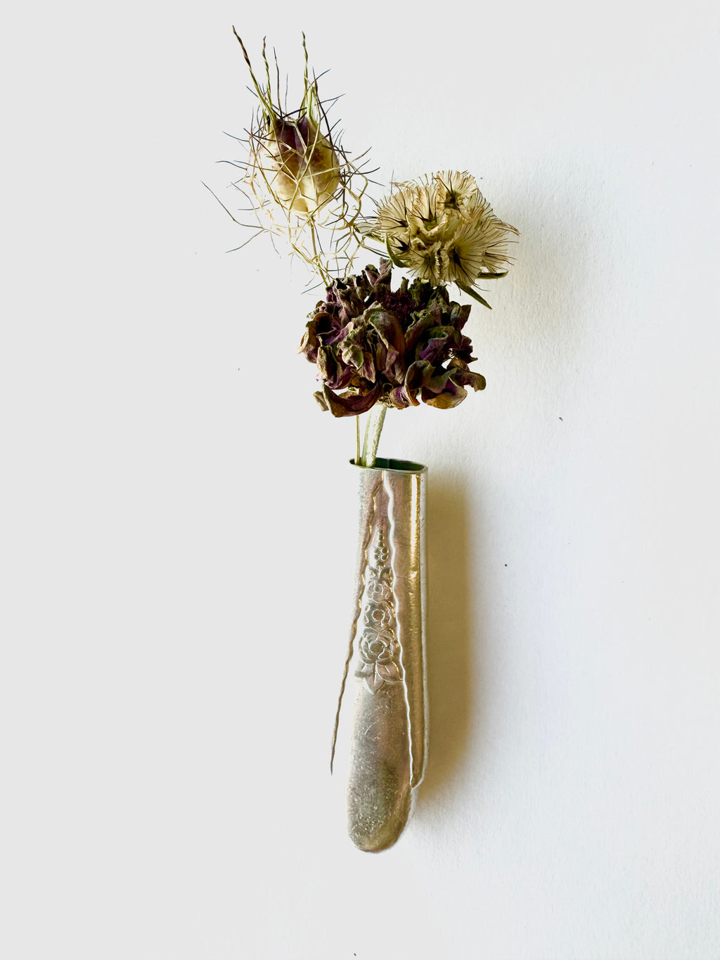 Bud Vase - Gardenia Magnetic Bud Vase from Upcycled Knife Handle - KB Studios