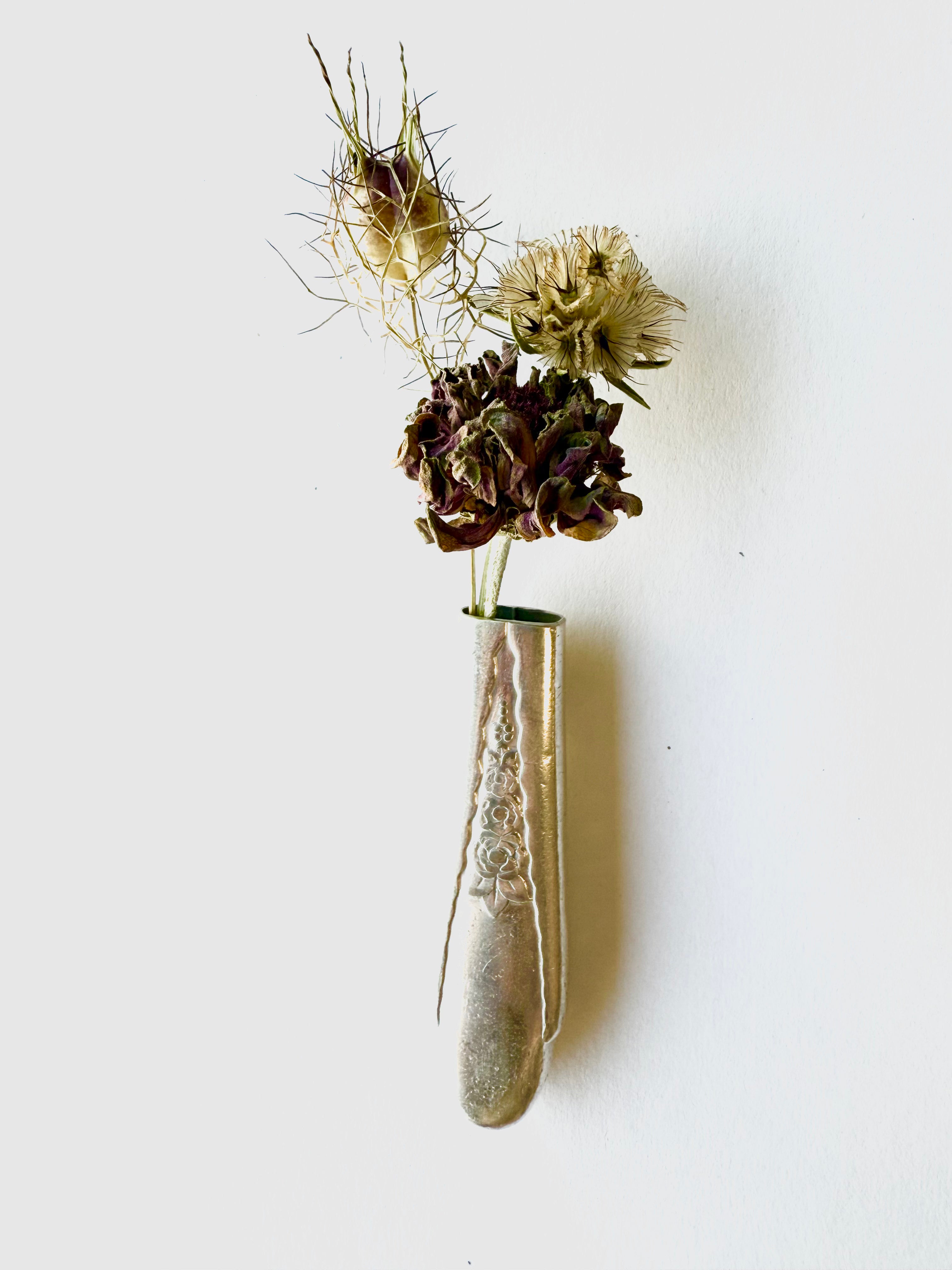 Bud Vase - Gardenia Magnetic Bud Vase from Upcycled Knife Handle - KB Studios