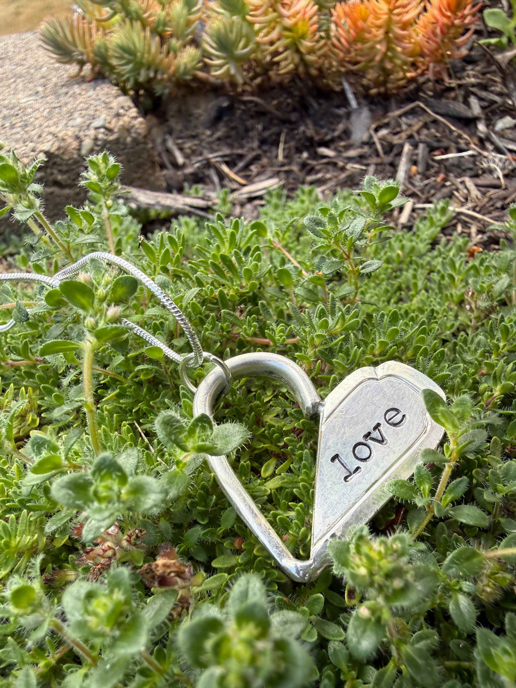 Love Heart Necklace — Handstamped Vintage Fork