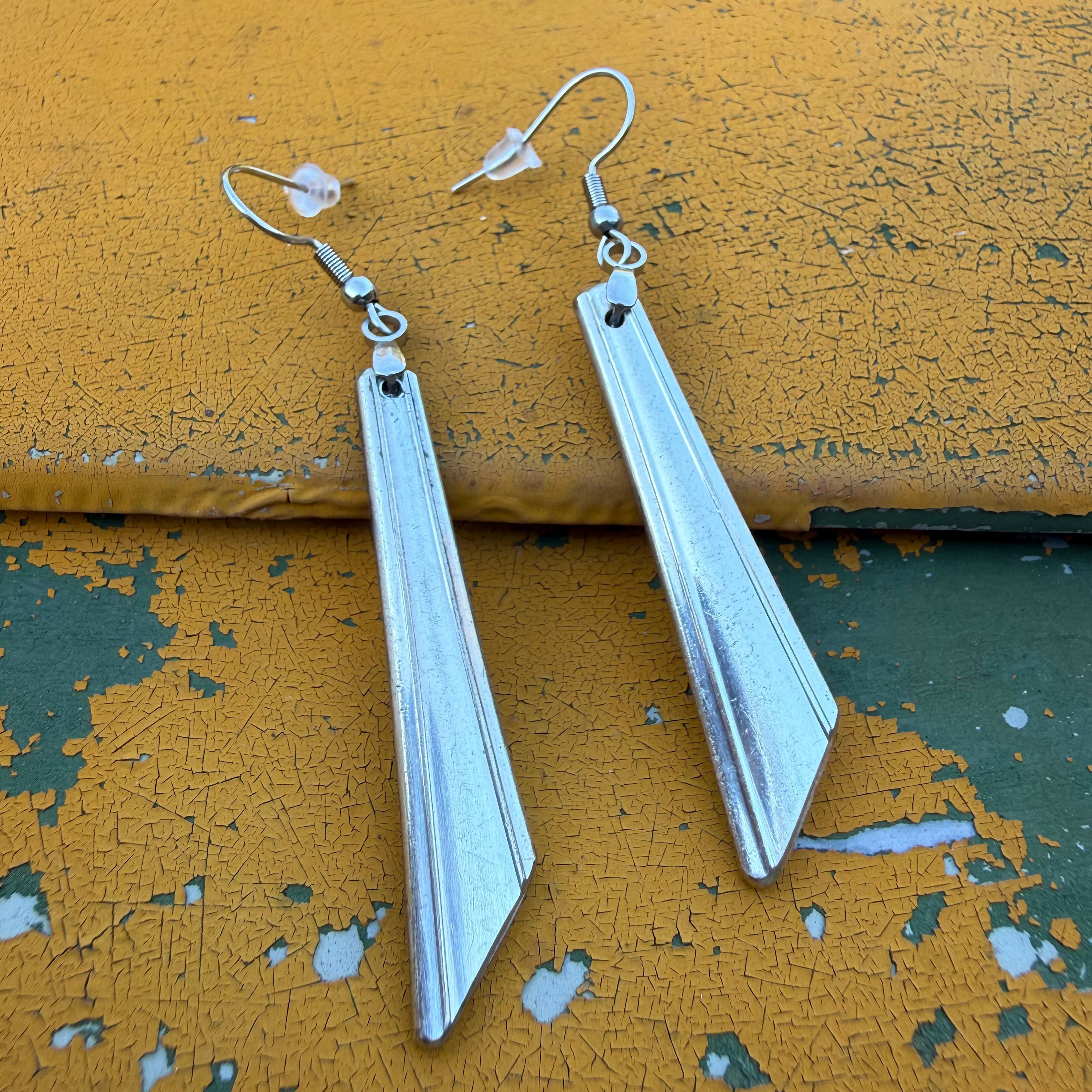 Geometric Earrings – Handcrafted Reclaimed Silverware Dangles