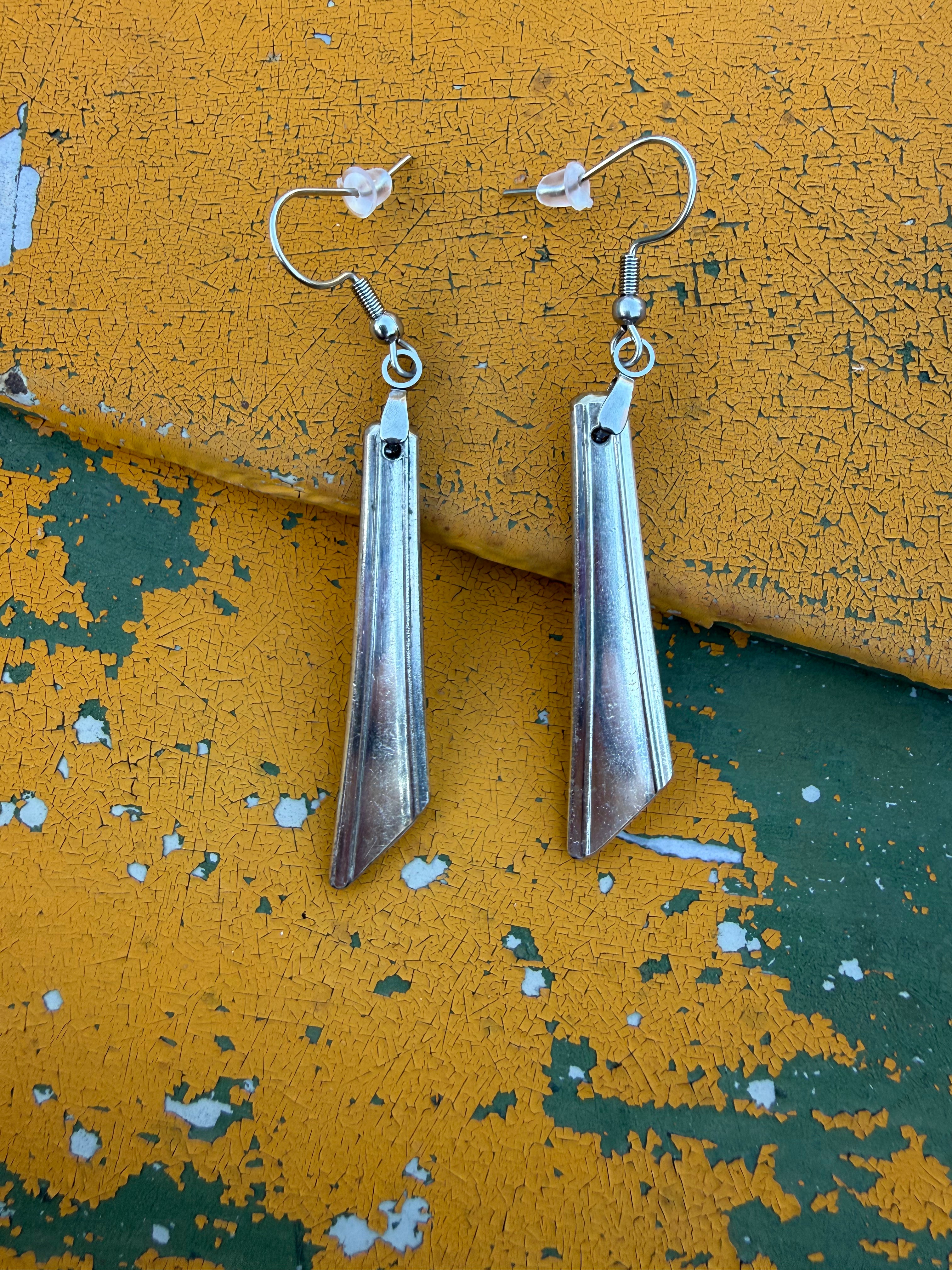 Geometric Earrings – Handcrafted Reclaimed Silverware Dangles