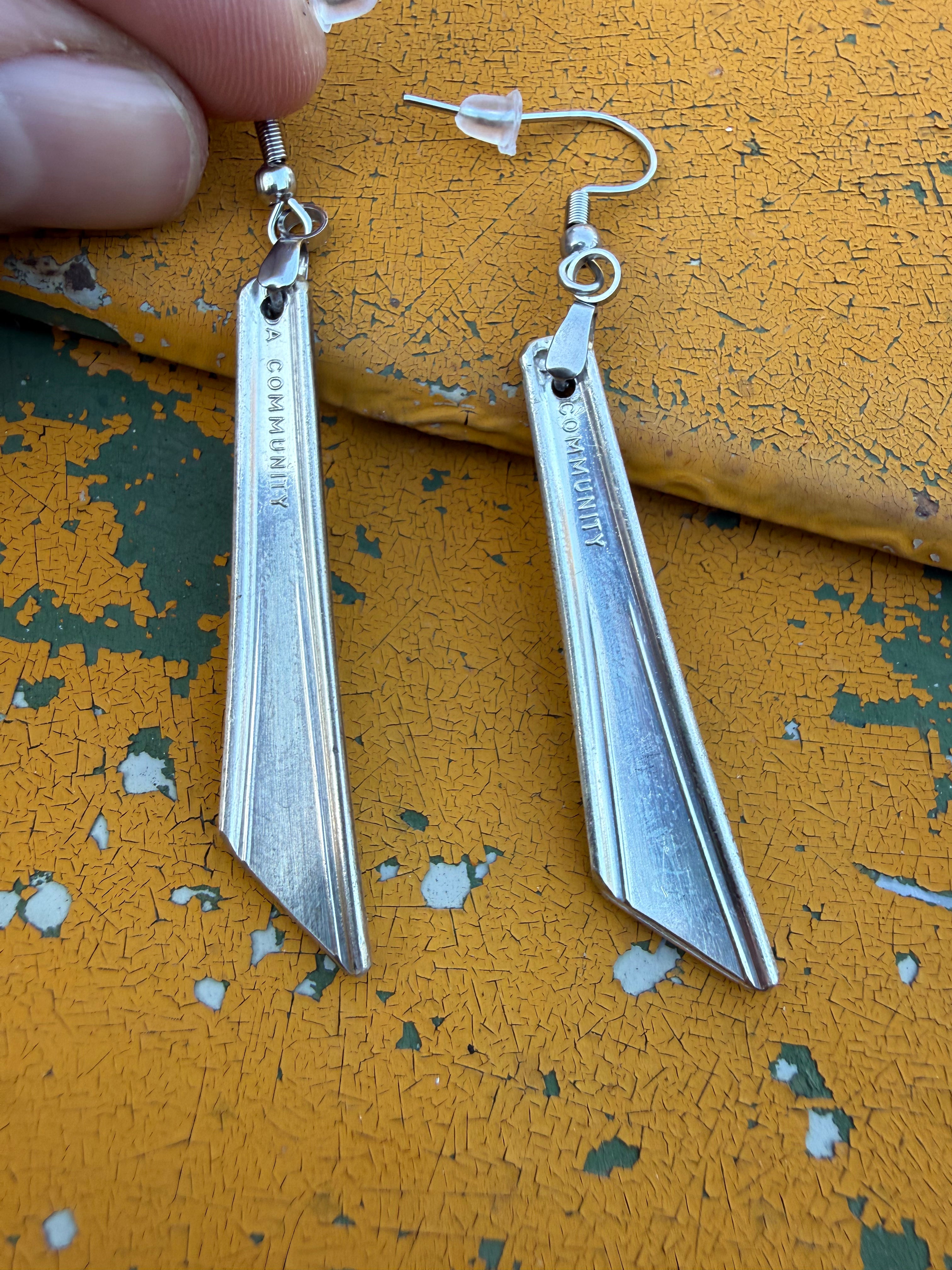 Geometric Earrings – Handcrafted Reclaimed Silverware Dangles