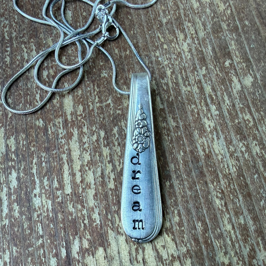 Dream Catcher Necklace Handmade from Vintage Silverware
