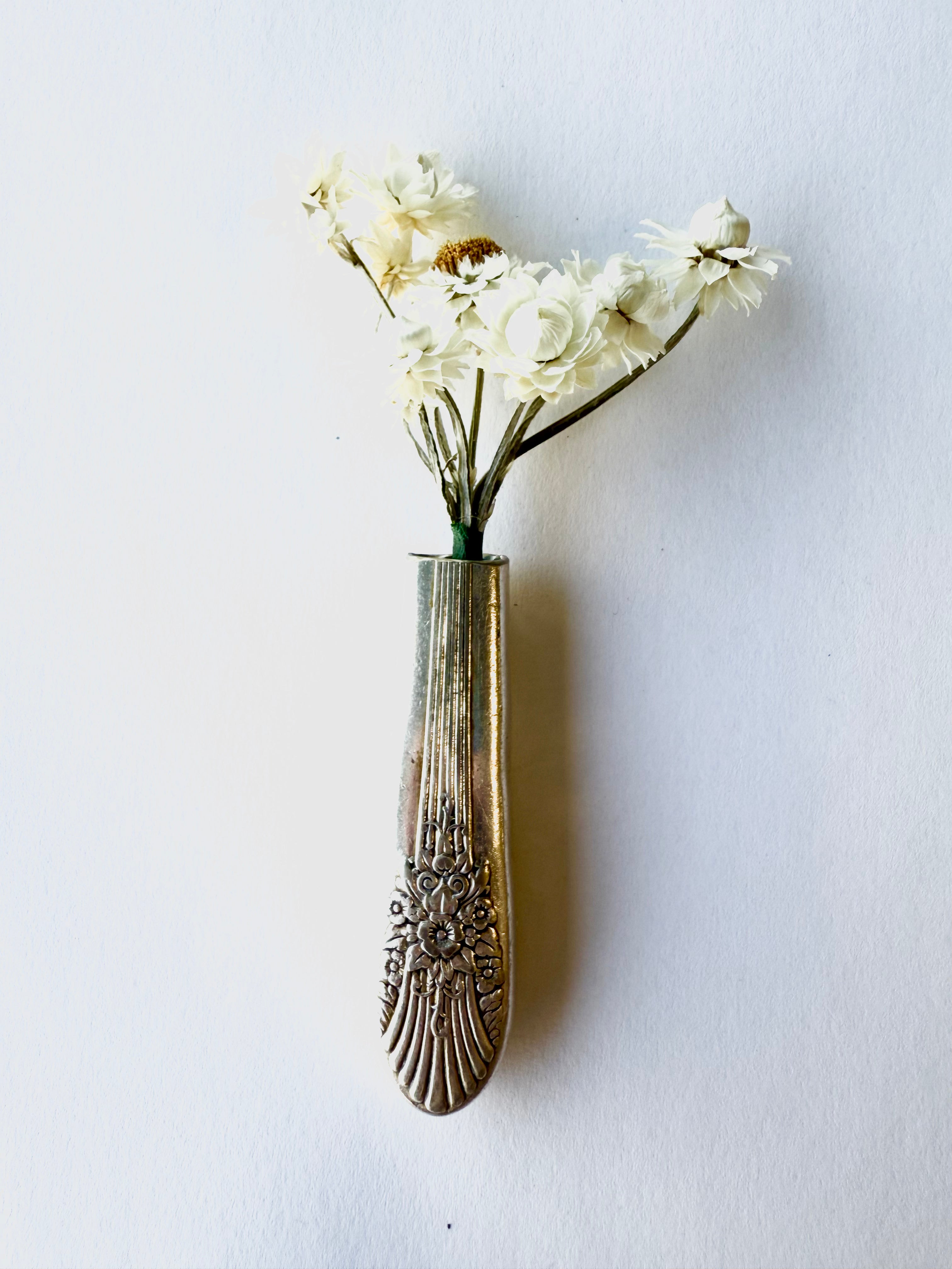 Bud Vase - Silver Mist Marigold Vintage Knife Handle Keepsake - KB Studios