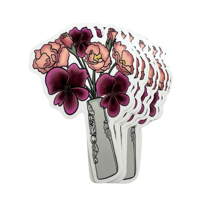 Charming Vintage Floral Bud Vase Decal: Elevate Your Decor with Style - KB Studios